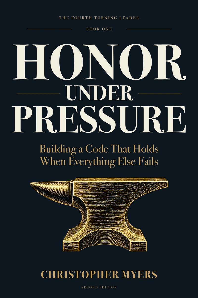 Honor Under Pressure, second edition: navy cover with a gold anvil